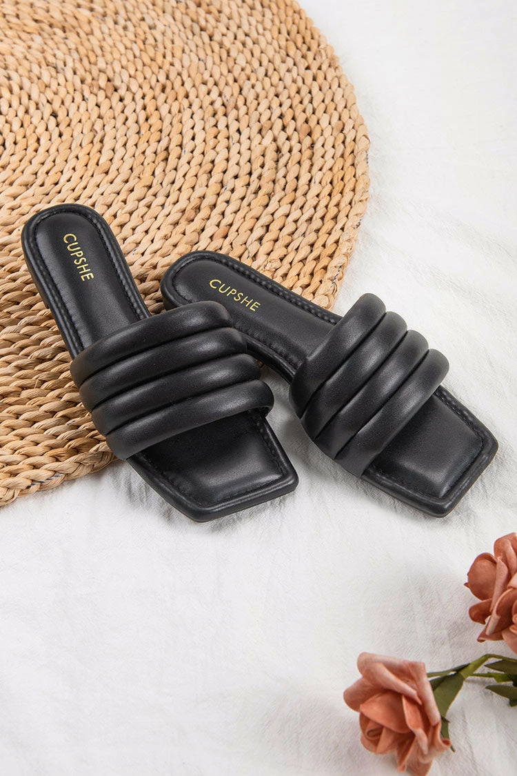 Hot Sale π Cupshe Onyx Black Wide Band Square Toe Slide Sandals π 1 Hot Sale π Cupshe Onyx Black Wide Band Square Toe Slide Sandals π