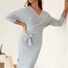Best Pirce 💯 Cupshe Lexus Dolman Sleeve Tie Waisted Long Sleeve 👗 Dress 👍