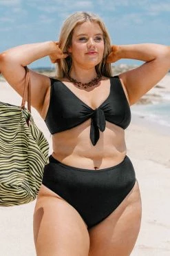 Hot Sale 🔔 Cupshe Jacey Bow Tie Plus Size 👙 Bikini & High Waist Bottom Set ⭐