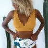 Buy ⭐ Cupshe Yellow and Floral V-Neck Scalloped 👙 Bikini 🤩