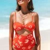 Buy 🌟 Cupshe Sweet Cherries Bandeau Cutout One Piece 🩱 Swimsuit 🎁