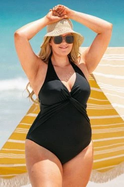 Best Sale 😍 Cupshe Seaside Holiday Twist Front Plus Size One Piece 🩱 Swimsuit ❤️