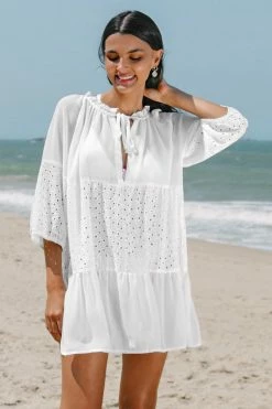 Wholesale 🧨 Cupshe Addison White Ruffle Pull Over Cover Up 😍