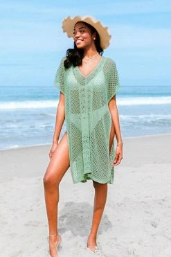Buy β€οΈ Cupshe Rosalyn Green Hollow Out Split Cover Up π