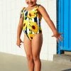 Promo ⌛ Cupshe Noor Sunflower Printed One Piece 🩱 Swimsuit For Toddler Girls And Girls 🌟