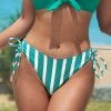 Brand new ❤️ Cupshe Emmalyn Teal And White Striped Drawstring 👙 Bikini Bottom 🌟