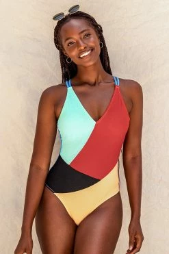 Buy 🌟 Cupshe Colorblocked V-Neck One Piece 🩱 Swimsuit ✨ -Cupshe Online Shop 1 c50f385a b568 45e6 82bb 439c5d71b639