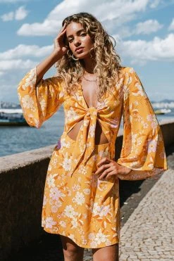 Best deal 🎁 Cupshe Keara Fitted Waisted Bunny Tie Cut Out A-Shape 👗 Dress 🔔