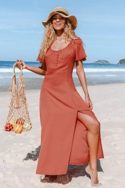 Flash Sale 🤩 Cupshe Guadalupe Short Sleeve Button Split Maxi 👗 Dress ✨