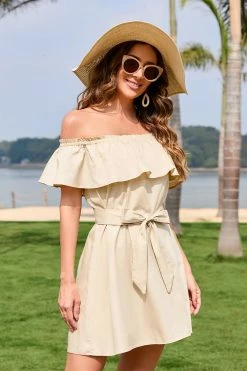 Deals 👍 Cupshe Marlene Ruffle Off Shoulder Tie Waist 👗 Dress 👍