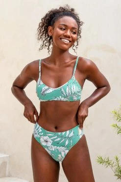 Cupshe Online Shop 49 Best deal β Cupshe Kaiya Tropical Plants Mid Waisted π Bikini βοΈ