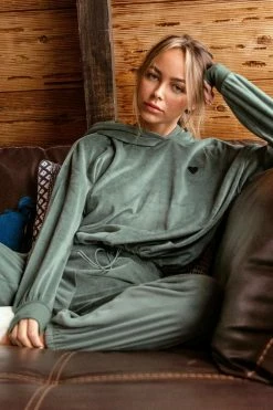 Cheap 😀 Cupshe Rosewood Green Long Sleeve Hoodie ✨