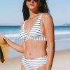 Best Pirce 🔔 Cupshe Violeta Striped Mid Waisted 👙 Bikini ⌛