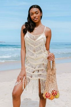 Discount 🔔 Cupshe Tyler Crochet Tassel Slip Cover Up 🎉