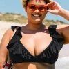 Budget ✨ Cupshe Joelle Black Ruffle Plus Size 👙 Bikini Top 🎉