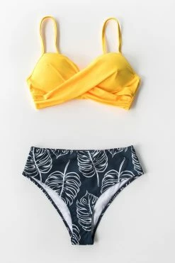 Flash Sale 🎉 Cupshe Yellow Twist-Front and Palm Print High Waisted 👙 Bikini 😍 -Cupshe Online Shop 1 dd73bda2 4e23 46a7 b4c1 725836ded6c4