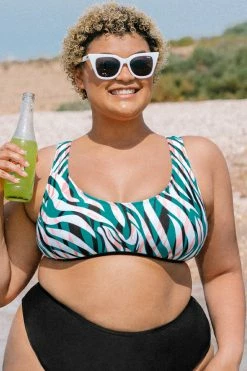 Cheapest 🎁 Cupshe Amiyah Zebra Print Cut Out Plus Size 👙 Bikini Top ⭐