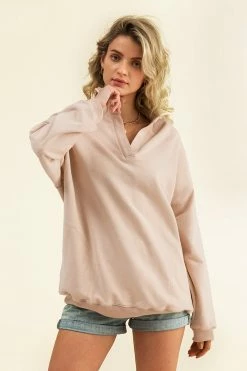 Wholesale β Cupshe Tutti Frutti Cream Oversized Collared Sweatshirt π