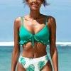 Cheapest 💯 Cupshe Alanna V-neck Bow Tie Ruffle Tropical 👙 Bikini 😍