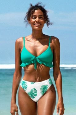 Cheapest π― Cupshe Alanna V-neck Bow Tie Ruffle Tropical π Bikini π