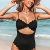 Coupon 🤩 Cupshe Black Knotted Scalloped One Piece 🩱 Swimsuit 💯