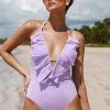 Buy ✨ Cupshe Moonlight Shimmer Ruffled Halter One Piece 🩱 Swimsuit ✔️