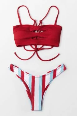 Cheapest 😀 Cupshe Red and Stripe Cutout Bandeau 👙 Bikini 🤩 -Cupshe Online Shop 1 e6624c67 22b3 47b3 b338 fae3dab05d2c