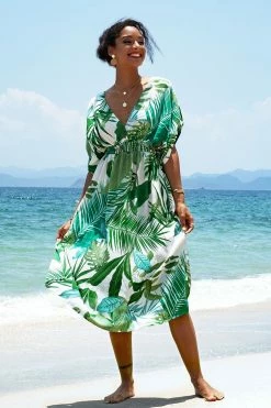 Coupon 🌟 Cupshe Whitley Tropical V Neck 👗 Dress ✔️