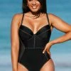 Best reviews of ⭐ Cupshe Ivory Contrast Stitched Plus Size One Piece 🩱 Swimsuit 😍