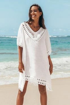 Discount 🎉 Cupshe White Crochet Dolman Sleeve Cover Up 🔔