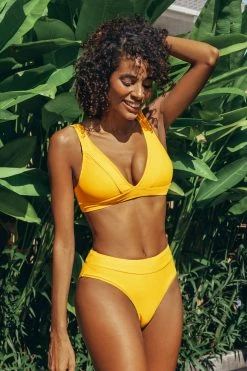 Cheapest 🎁 Cupshe Bright Yellow Wide Straps 👙 Bikini ⭐