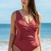 Deals 🎁 Cupshe Marsala V-Neckline Plus Size One Piece 🩱 Swimsuit 🎁