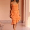 Promo 😀 Cupshe Adalyn Orange Smocked Ruffle Trim 👗 Dress 😀