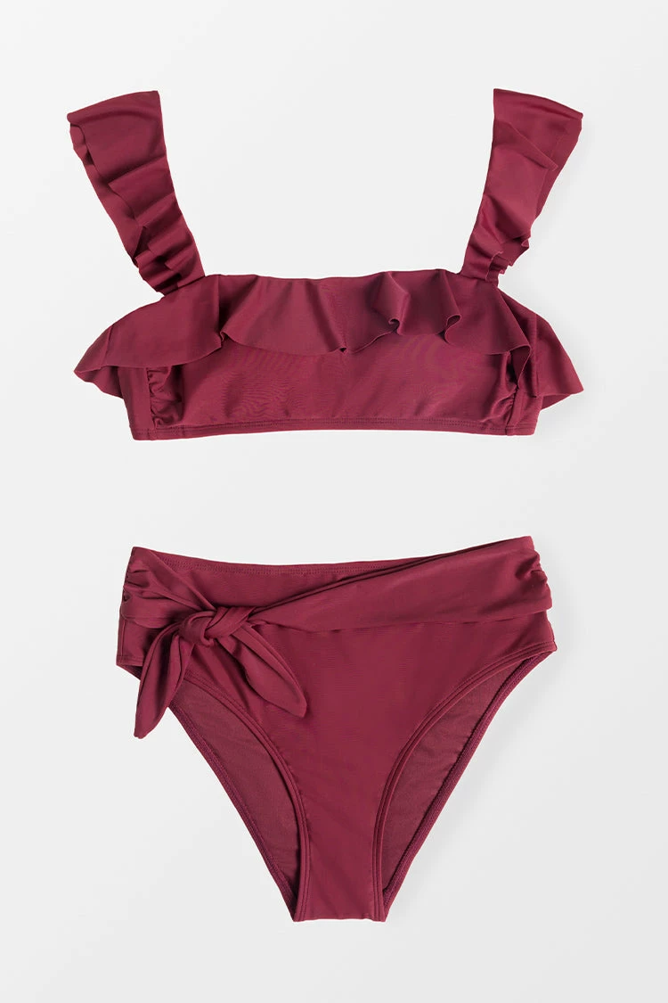 Wholesale π€© Cupshe Carla Burgundy Ruffle Belted π Bikini π 3 Wholesale π€© Cupshe Carla Burgundy Ruffle Belted π Bikini π - Image 3
