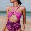Hot Sale ✨ Cupshe Daydream Blossom O-Ring Cutout Halter One Piece 🩱 Swimsuit 🎉