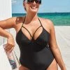 Best Pirce 👏 Cupshe Kacie Black Cut Out Plus Size One Piece 🩱 Swimsuit 👍