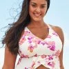 Top 10 💯 Cupshe Larissa Floral V-neck Ruffle Back Tie Plus Size Tankini Top 🛒