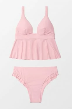 Best Sale ⌛ CUPSHE Sidney Pink Plunge Ruffle Tankini ❤️ -Cupshe Online Shop 1 fcb18a55 7edf 4fc3 80b0 2b0c6badf6ea