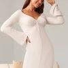 Best reviews of ❤️ Cupshe Bailey White Plunge Twist Long Sleeve 👗 Dress 🧨