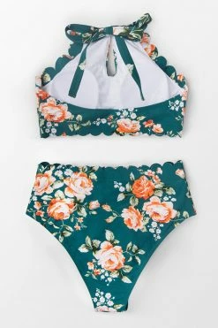 Top 10 🌟 Cupshe Teal Floral Scalloped 👙 Bikini 🔥 -Cupshe Online Shop 2 2