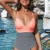 Hot Sale 🤩 Cupshe Peachy and Striped One Piece 🩱 Swimsuit 👏