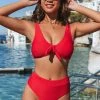 Best Pirce ❤️ Cupshe Ribbed Red Bowknot 👙 Bikini ✔️