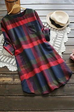 Cheap 💯 CUPSHE Lady Leisure Plaid 👗 Dress 🔔