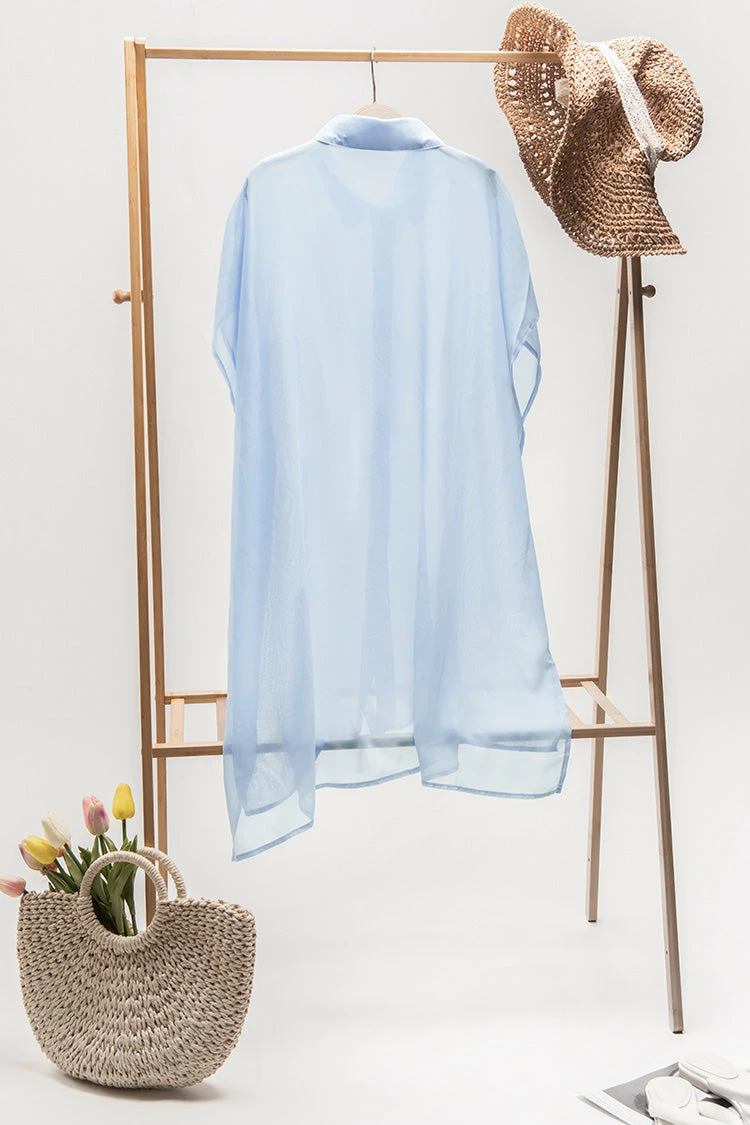 Cheap 🤩 Cupshe Ashtyn Blue Sheer Button-up Shirt Kimono 🛒 4 Cheap 🤩 Cupshe Ashtyn Blue Sheer Button-up Shirt Kimono 🛒 - Image 4
