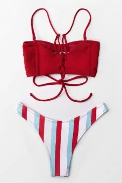 Cheapest 😀 Cupshe Red and Stripe Cutout Bandeau 👙 Bikini 🤩 -Cupshe Online Shop 2 1fd7607c c3c6 4b56 9f8e d9a6590c5fb8