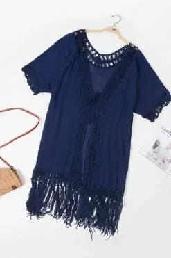 Outlet 🤩 Cupshe Flamenco Navy Front Open Tassel Crochet Kimono 👏 -Cupshe Online Shop 2 2 16650e30 eb8d 4d3f a97e 578d9f456b21