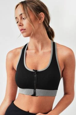 Promo ⌛ Cupshe Creekside U-neck Front Zipper Cut Out Sports Bra 🧨