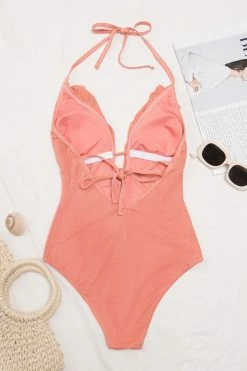 Budget 👏 Cupshe Noelia Pink Halter Plunge Ruffle One Piece 🩱 Swimsuit 👍 -Cupshe Online Shop 2 4 6e3d8454 a6c5 4e04 968c 5df7924b83ea