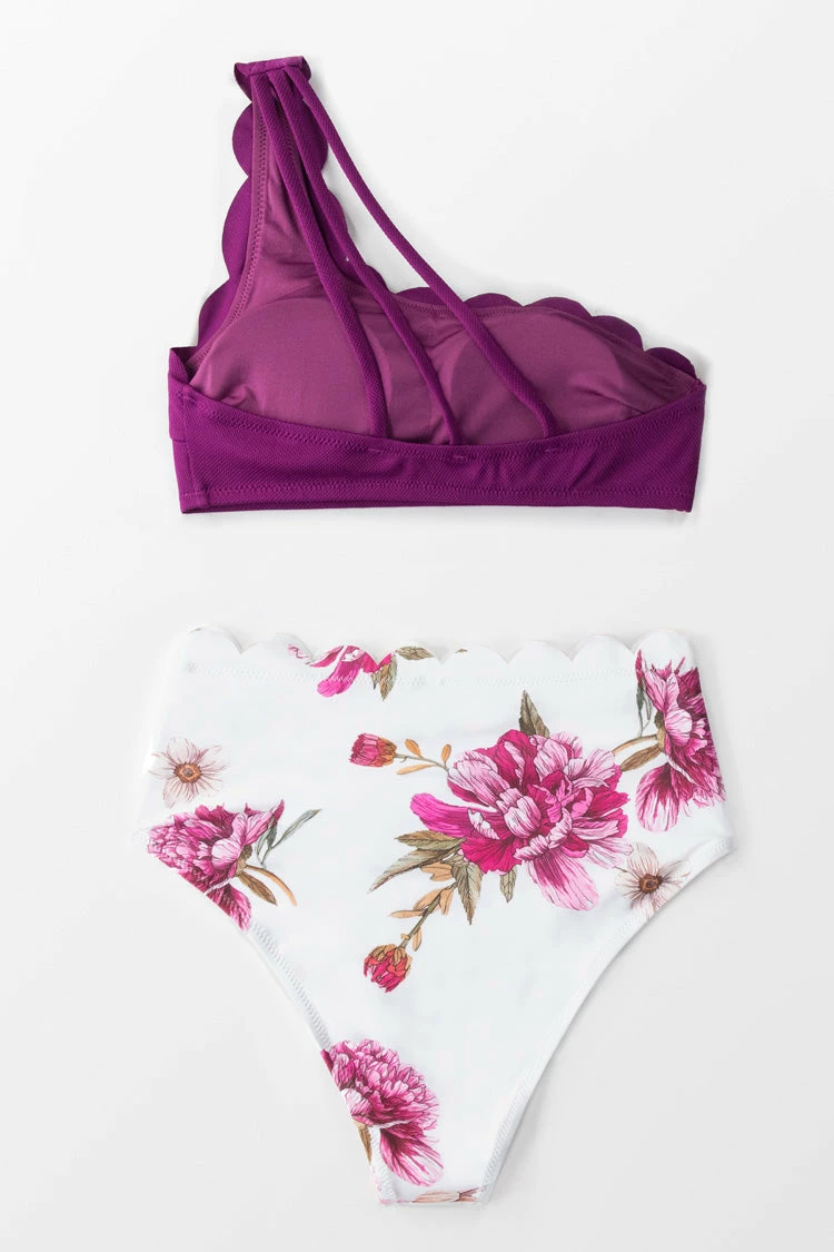 Promo π Cupshe Purple And Floral One Shoulder Scalloped π Bikini π€© 4 Promo π Cupshe Purple And Floral One Shoulder Scalloped π Bikini π€© - Image 4