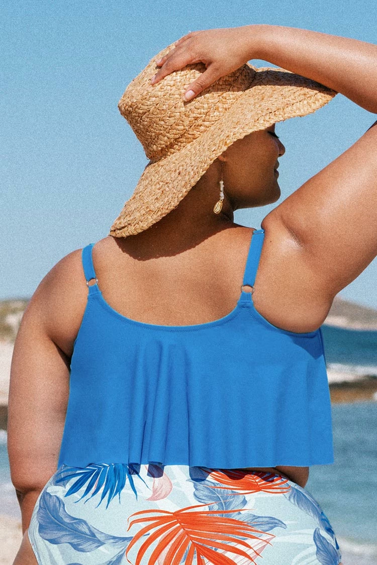 Best deal π Cupshe Stacey Blue Ruffle Plus Size Tankini Top π 2 Best deal π Cupshe Stacey Blue Ruffle Plus Size Tankini Top π - Image 2